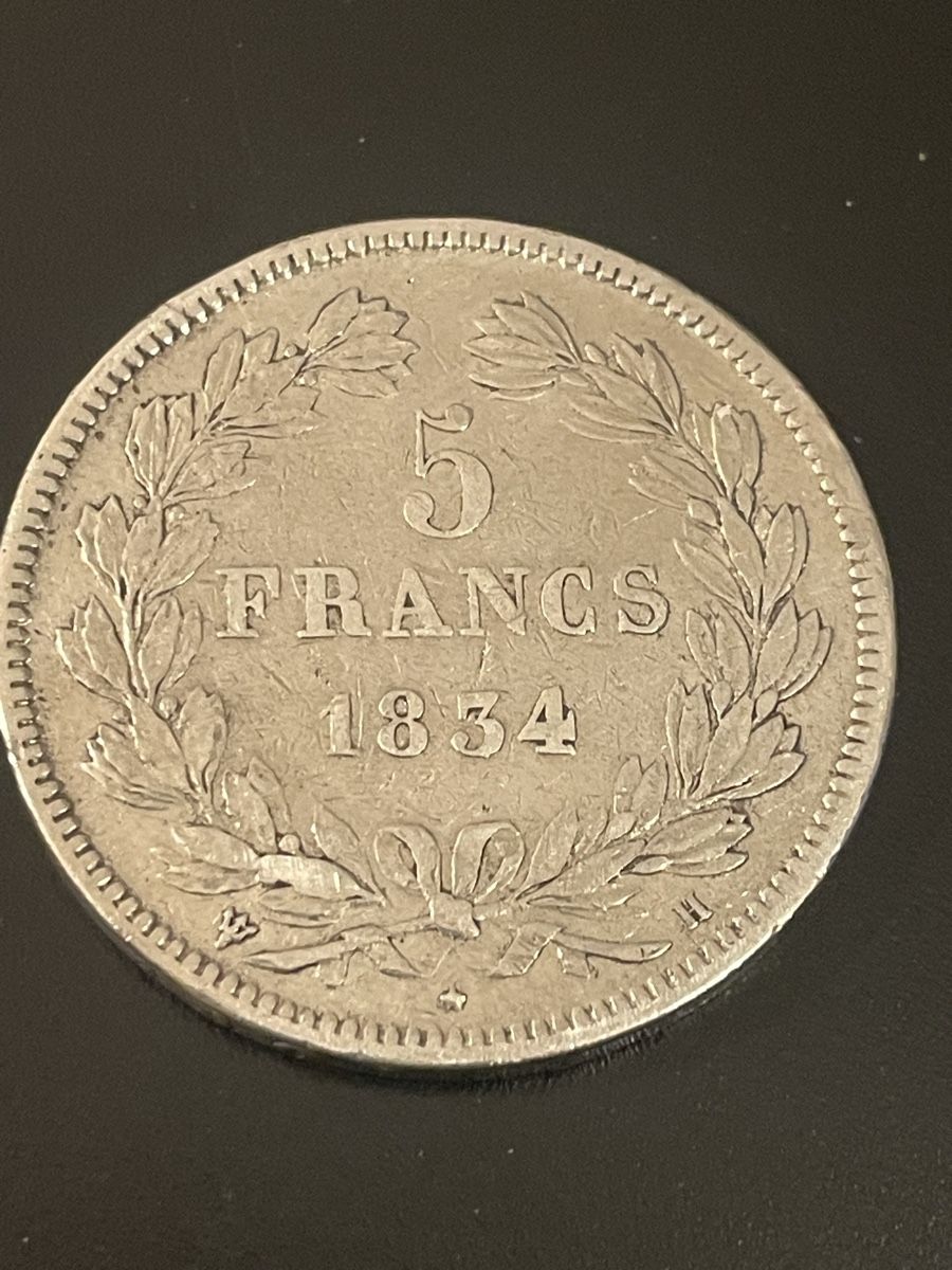Tutti le monete: 5 FRANCS LOUIS PHILIPPE 1834H – Usato da Troinex venduto da SilverBullion