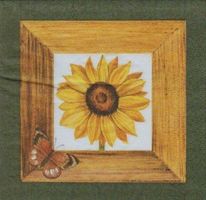 2 Servietten Sonnenblume mit grünem Rand