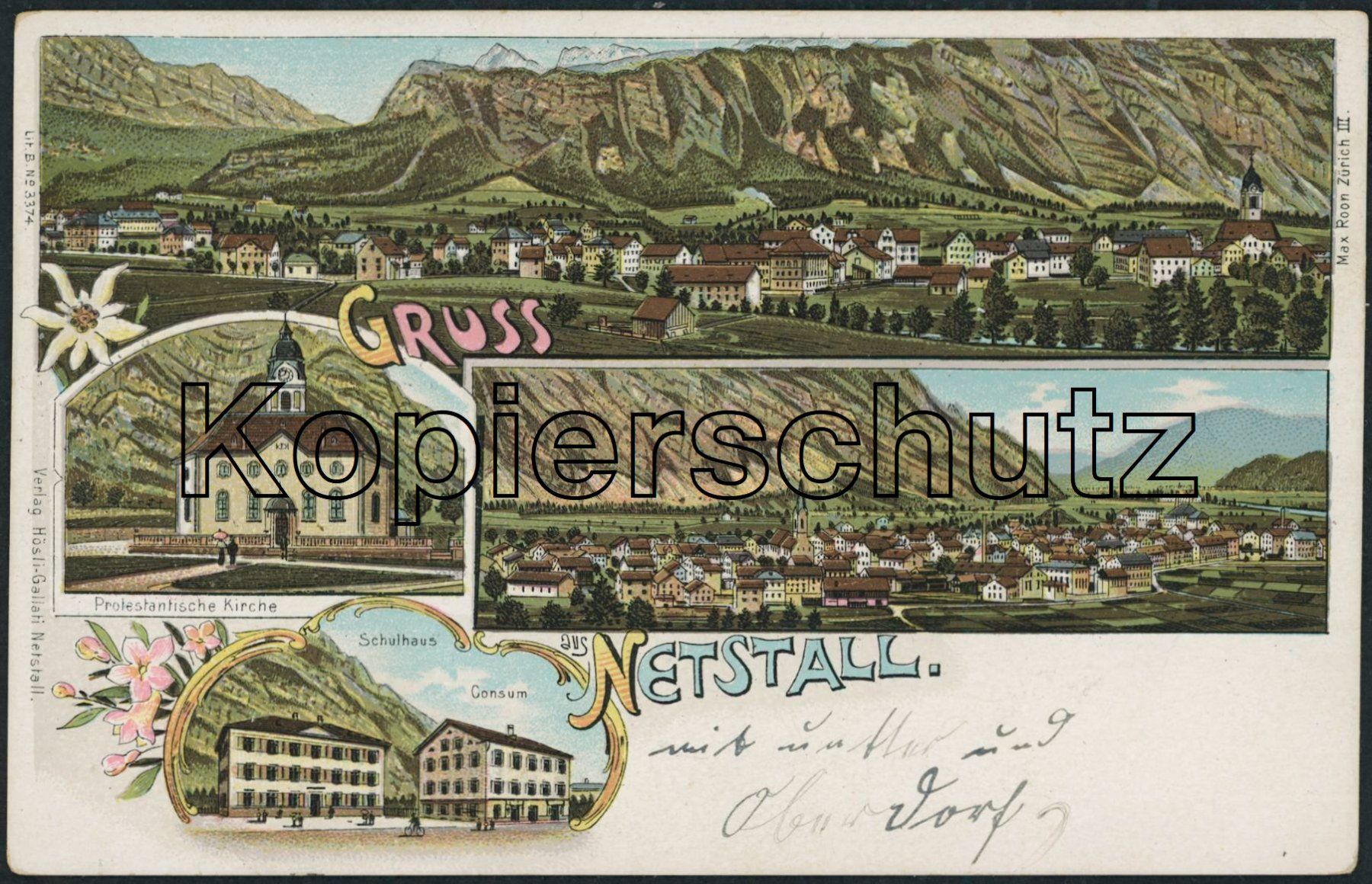 Ansichtskarten: GL Netstal - Litho – Neu (gemäss Beschreibung) aus Schindellegi von stationary