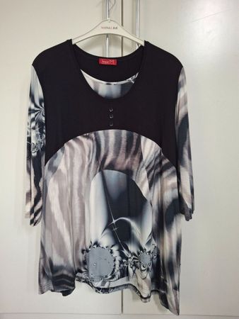 Schicke Biggi M Damen Tunika schwarz/grau gemustert, Gr. 48