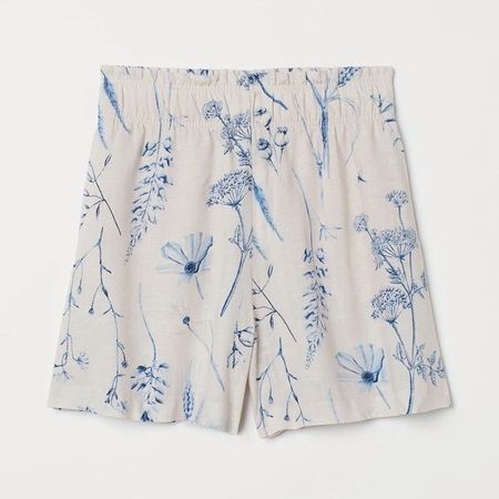 Kurze Hose Blumenmuster aus Leinen von H&M (Grösse XS)