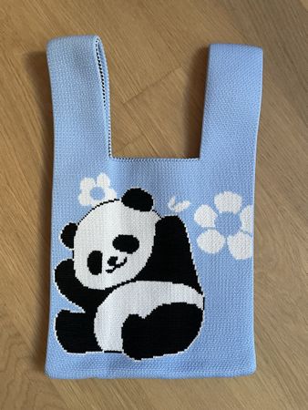 Handtasche Panda Motiv hellblau