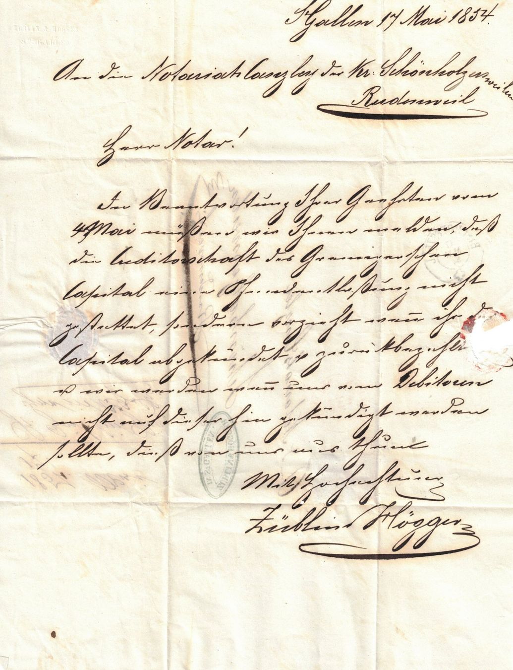 Alle Briefmarken: Rayon II Faltbrief von 1854 – Gebraucht aus Laufenburg von Chris01032 1