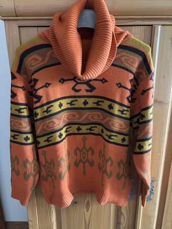 Mondi Strickpullover Orange Gr. 40 Rollkragen Vintage!