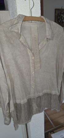 SANCTAMUERTE Made in Italy Bluse, grau Grösse L, Top!