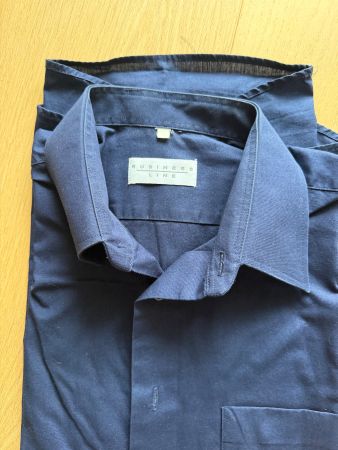 Chemise bleu marine à manches courtes, Homme L 100% coton