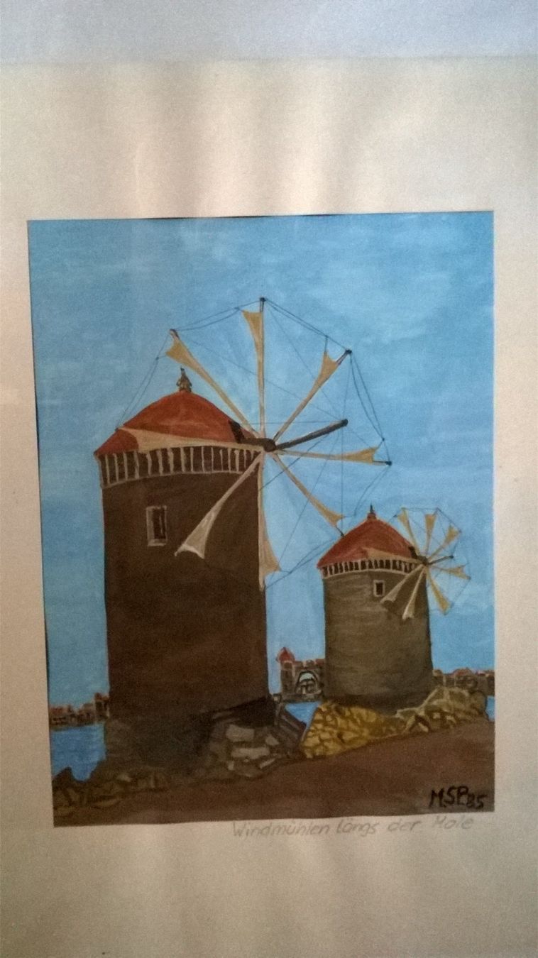 Dipinti: Aquarell mit Windmühlen von Rhodos – Usato da Zürich venduto da My_Painting