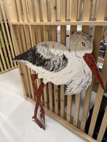 Geburtstafel Storch Holz handbemalt gross guter Zustand