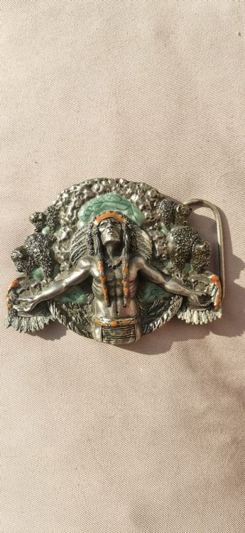 Gürtelschnalle Indianer-Stil Mit Pferdemotiv - Western Gürtelschnalle 3.5x2.75 Zoll