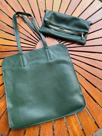 Damenhandtasche Shopper Leder grün