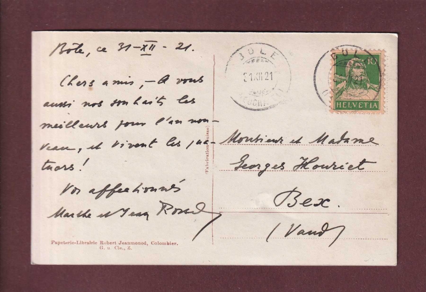 Ansichtskarten: COLOMBIER - Château - 1921 // pli // – Gebraucht aus Pully von nicecards 1