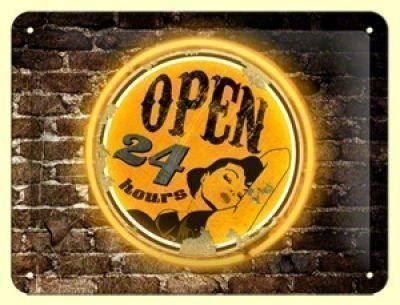 Insegne: Open 24 Hours - Metallschild – Nuovo e nell'imballaggio originale da Ennetbürgen venduto da open24shop