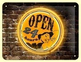 Open 24 Hours - Metallschild
