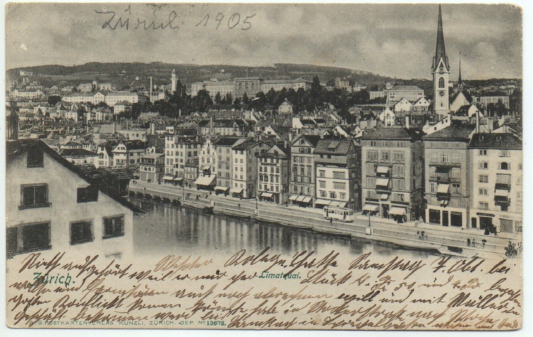 Cartoline postali: ZÜRICH Limmatquai mit Tram – Usato da Jona venduto da philajona
