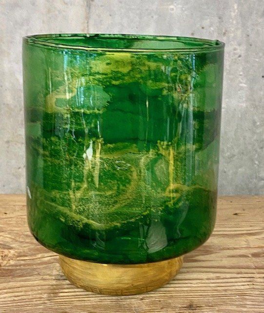 Portacandele: Windlicht grün - gold aus Glas/NEU – Nuovo e nell'imballaggio originale da Volketswil venduto da rubin74 1