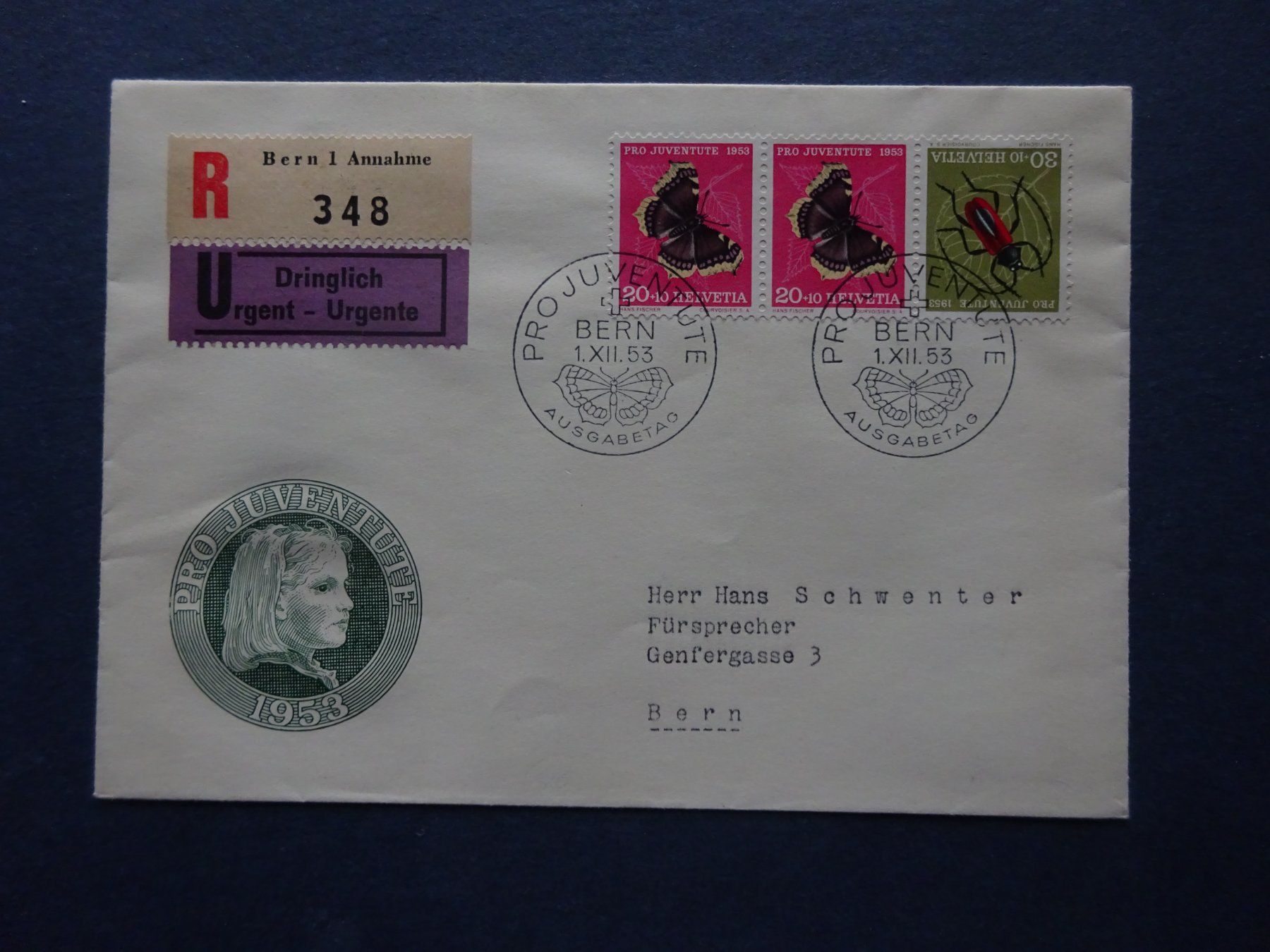 Tutti i francobolli: 1953 Pro Juventute FDC mit Kehrwert – Usato da Appenzell-Steinegg venduto da adi1975 1