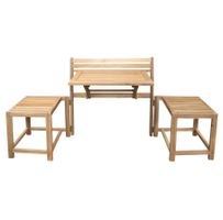 Gartenmöbelset Bank / 2 Hocker mit Tisch