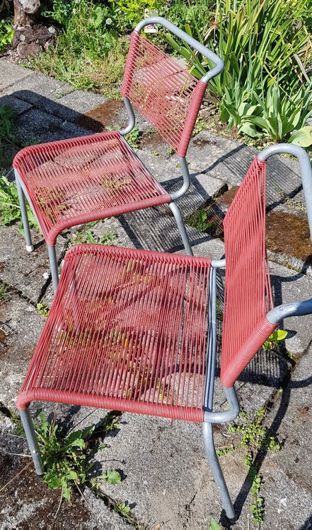 Zwei Gartenstühle "SpaghettiBespannung" rot Kaufen auf Ricardo
