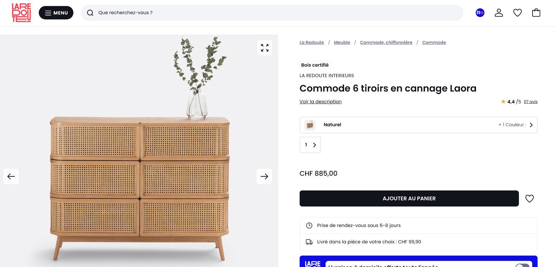 La Redoute Cassettiere: Commode 6 tiroirs en cannage La redoute – Nuovo (secondo la descrizione) da Lausanne venduto da Fanfan.dubs 3