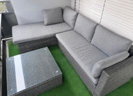 Gartenlounge / Balkonlounge mit Tisch  Rattanoptik