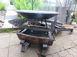 Einzigartige Feuerstelle🤩78 cm + Schmiedeeisen +Eichenfass