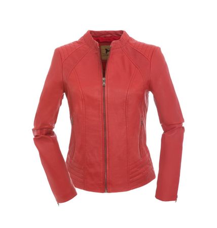Damen Lederjacke aus echtem Leder in sattem Rot Gr. 36 NEU