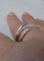 Echtschmuck: Weisser Topas-Silberring, dreifarbig 17/53