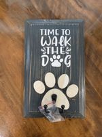 Hunde Leine Halter Holz Dekoration "Time to walk" Neu