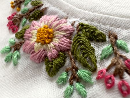 Handgemachte Blumenstickerei -Rüschenärmel Spitze Sommerhemd