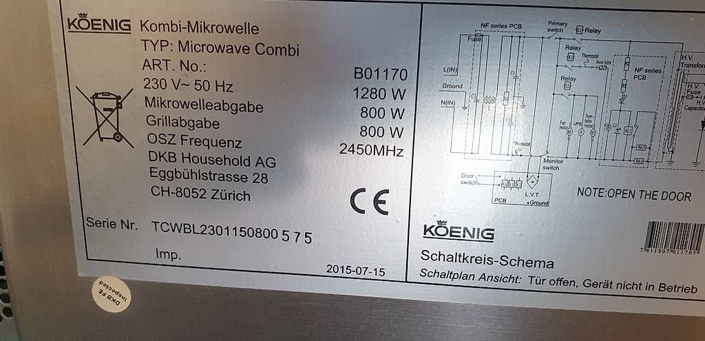 König Backöfen: Micro-ondes combiné Koenig, gril, 20 litres – Gebraucht aus Yverdon-les-Bains von val_pw78 1