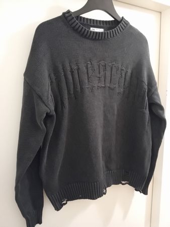 ZARA MEN WARMER HERREN PULLOVER SCHWARZ HERBST WINTER GR L