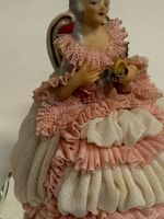 Sitzendorf Porzellanfigur Rokoko Dame mit Spiegel