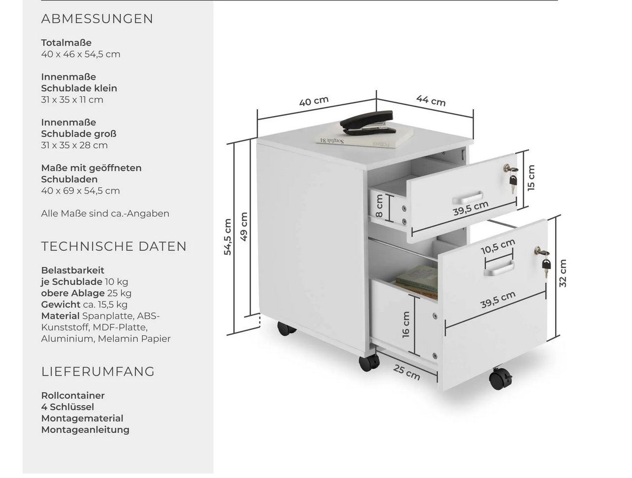 Eléments de bureau: Rollcontainer Vagur weiss – Neuf (Voir description) à Steinhausen par Retourenprofis 1