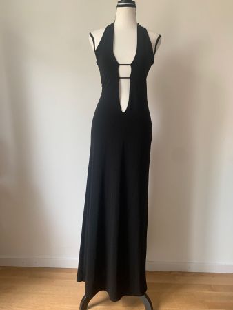 Neckholder Maxikleid Gr. 36 schwarz, Abendkleid Ausschnitt