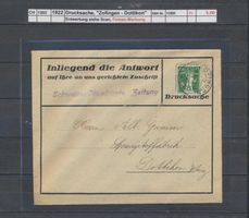 1922 Drucksache, "Zofingen - Dottikon"