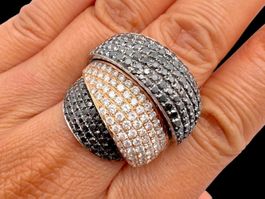 Diamanten 5.1c (schwarz & weiss) Ring 18k Grösse 54 *S1725