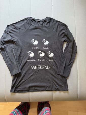 Maglia Tezenis nera con pecore, maniche lunghe, taglia M