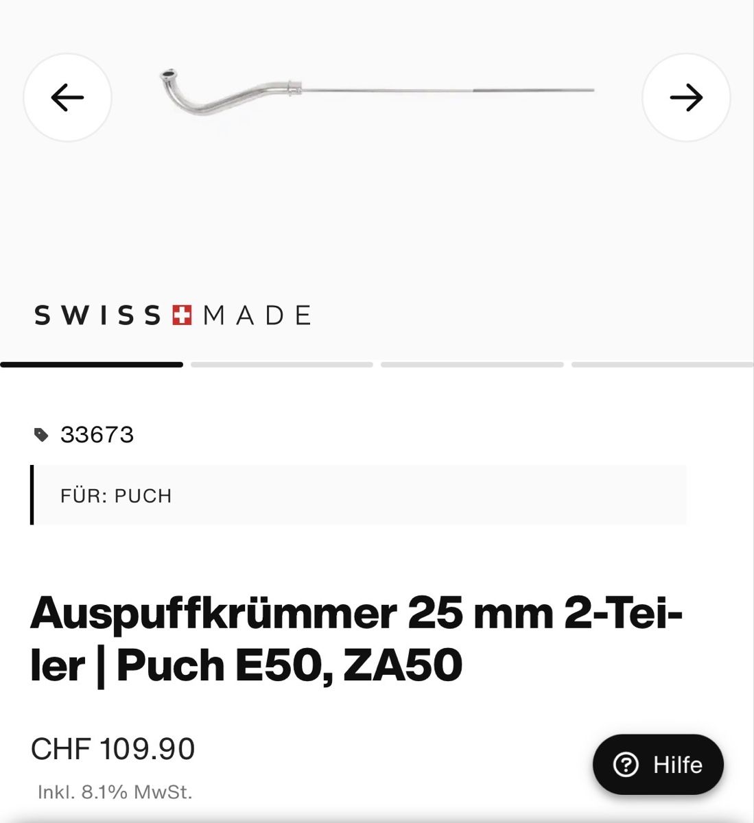 Puch Sistemi di scarico: Auspuff Puch Flmenrohr 25mm – Usato da Langwiesen venduto da Schwedenpanzer88 3