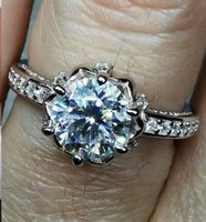 Bague argent avec diamant de moissanite de 1 ct certifié GRA