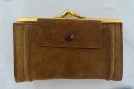 Portemonnaie Wildleder Klappbügelverschluss Vintage England