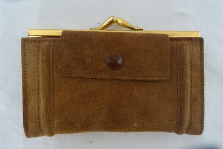 Portemonnaie Wildleder Klappbügelverschluss Vintage England