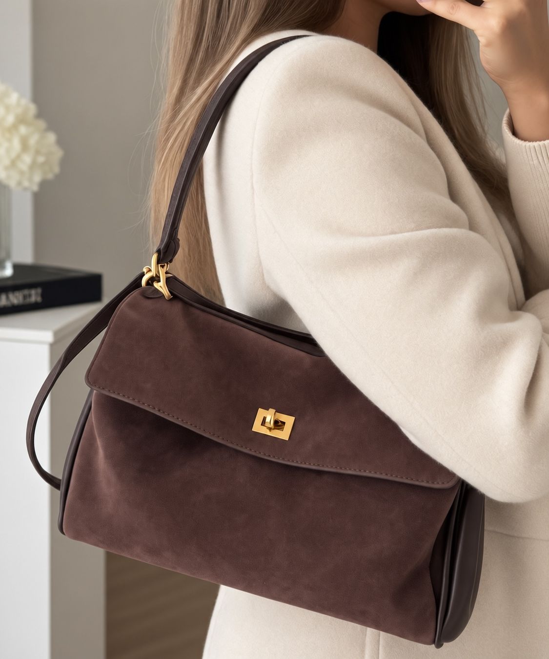 Taschen für Damen: Stilvolle braune Tasche – Gebraucht aus Winterthur von -BeHappy24-