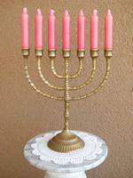 29 cm Jüdischer David Messing Kerzenständer *MENORA* Israel