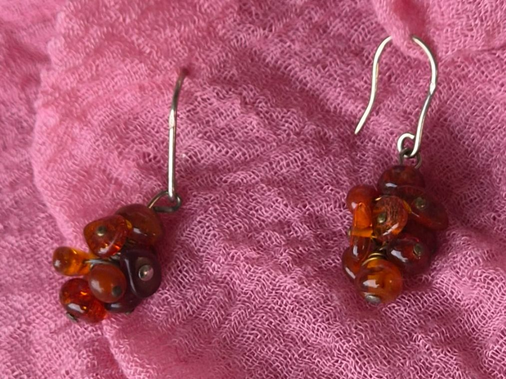 Orecchini pendenti & Orecchini a lobo: vintage-Ohrringe aus Bernstein, Traubenform, 4 gr. – Usato da Münchenbuchsee venduto da babilibern 4