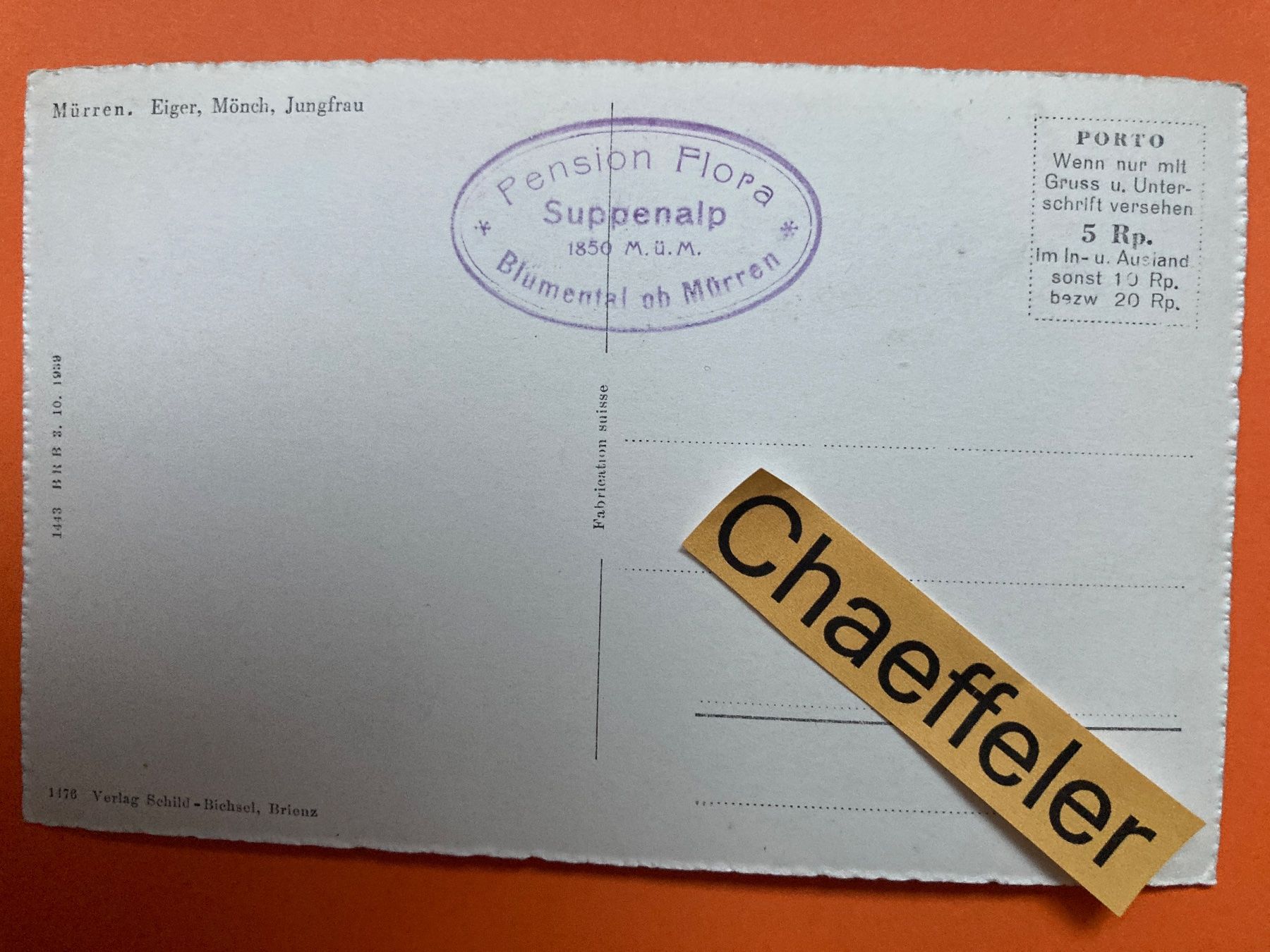 Cartoline postali: Mürren, Eiger, Mönch und Jungfrau – Usato da Zürich venduto da Chaeffeler 1