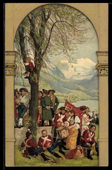 Cartoline postali: Schweizer Bundesfeier 1918, Soldaten und – Usato da Berlin venduto da bartko-reher
