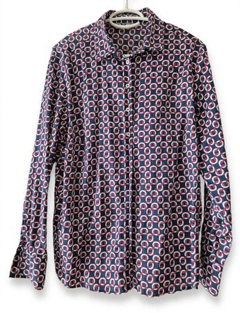 Damen Bluse Kettenmuster Blau Rot Weiss Gr. M 38/40 Top