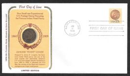 Münzbrief USA 1325 ET 11.1.1978 mit One Cent Münze 1907