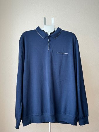 Elegantes Dunkelblaues Langarm-Poloshirt