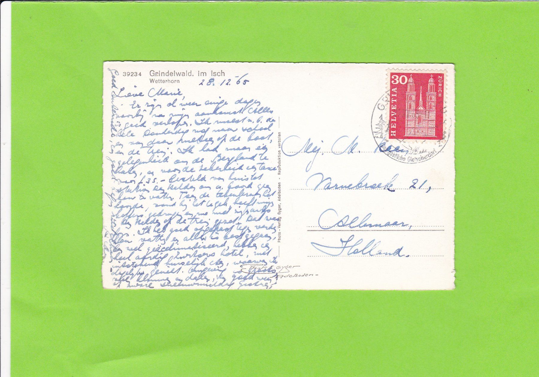 Cartoline postali: 39234  Grindelwald – Usato da St. Peterzell venduto da neckertal 1